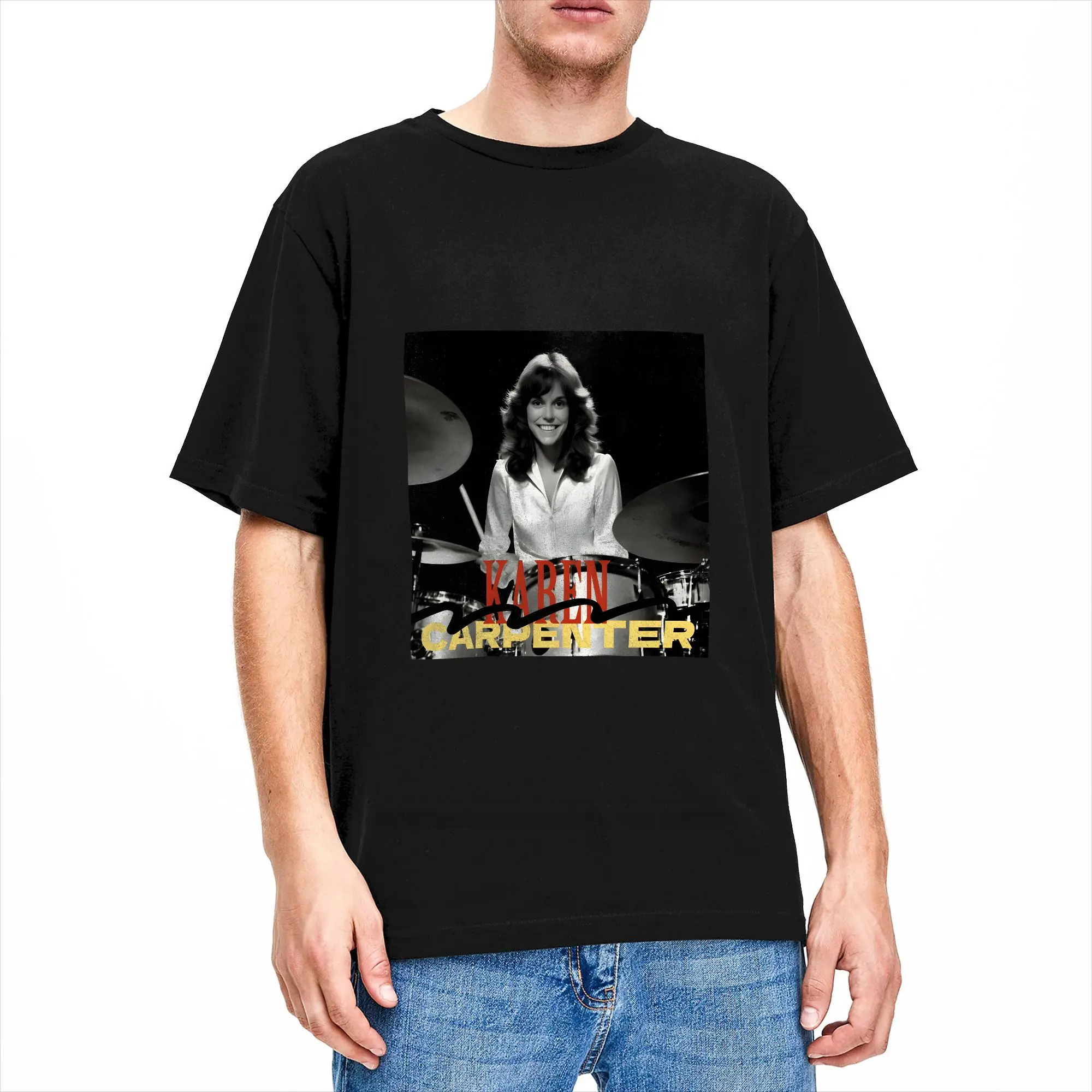 Streetwear T-Shirt Summer Karen Carpenter  Popular T-Shirts  100% Cotton Tshirt for Men Y2K Funny Big Size Short Sleeve Tees