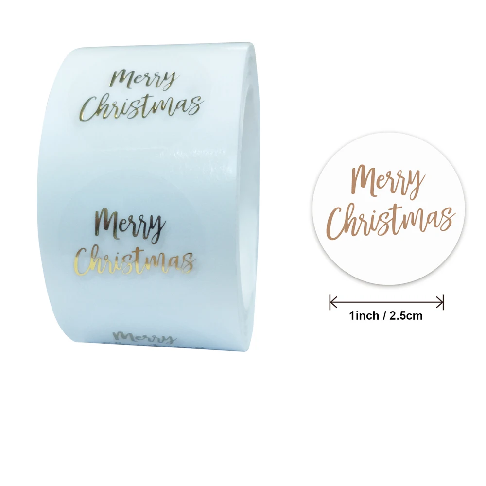 100-500pcs Round Clear Merry Christmas Stickers Thank You Card Box Package Label Sealing Stickers Wedding Decor Stationery