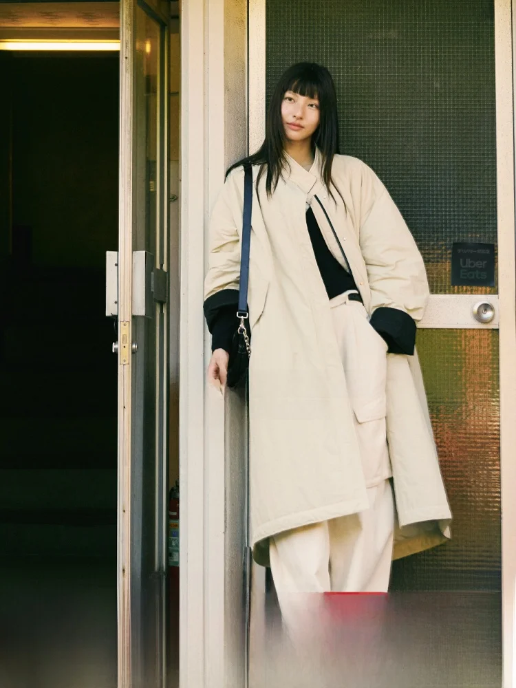 

Tokyo Lost Deer And Flng Bird Long Cotton Jaet Double Color Warmth mat Design Commute Sle Loose Fit Winter Coat