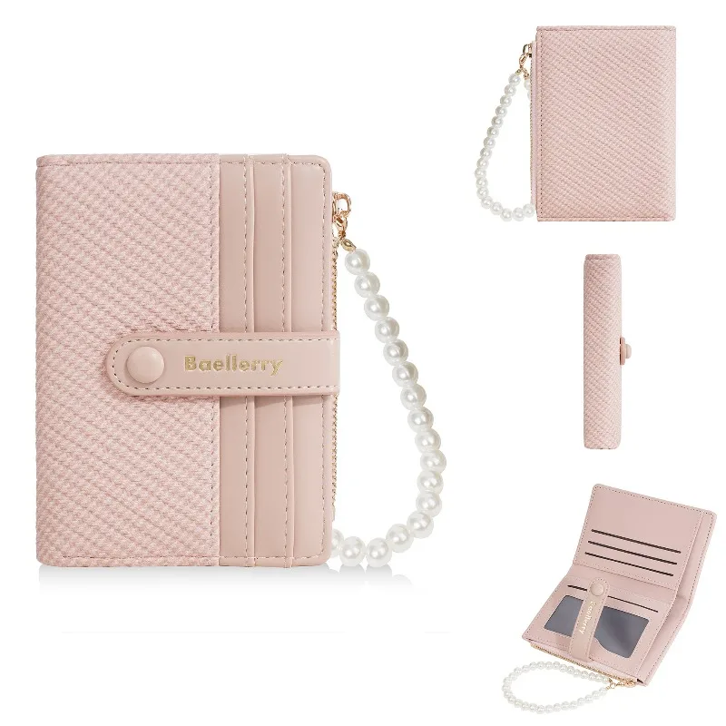Baellerry Fashion Buckle Wallet Zipper Coin Purse Luxury Pearl Chain Women Wallet