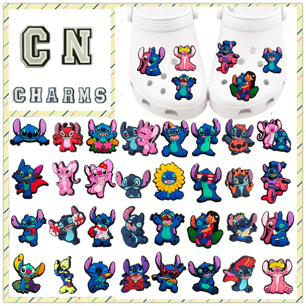 MINISO Hot 1PCS cartoon Disney Stitch series PVC combination DIY Shoe Charms Accessories decorate girls kids adults Party Gifts