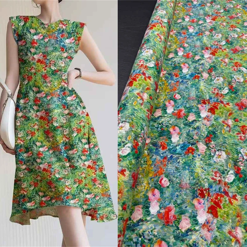 H Home Fashion Show New Summer Soft Breathable Brand Designer Fabric High End Handmade Shirt Dress Silk Fabric Crepe De Chine