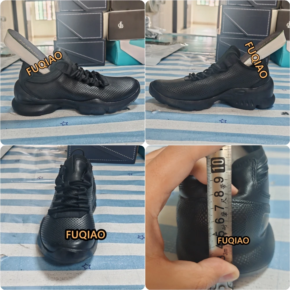 Men Real Cowhide Elevator Shoes 6cm Inner Height Boost Casual Sneakers Soft Comfortable Trainers Fashion Hidden Lift Footwear