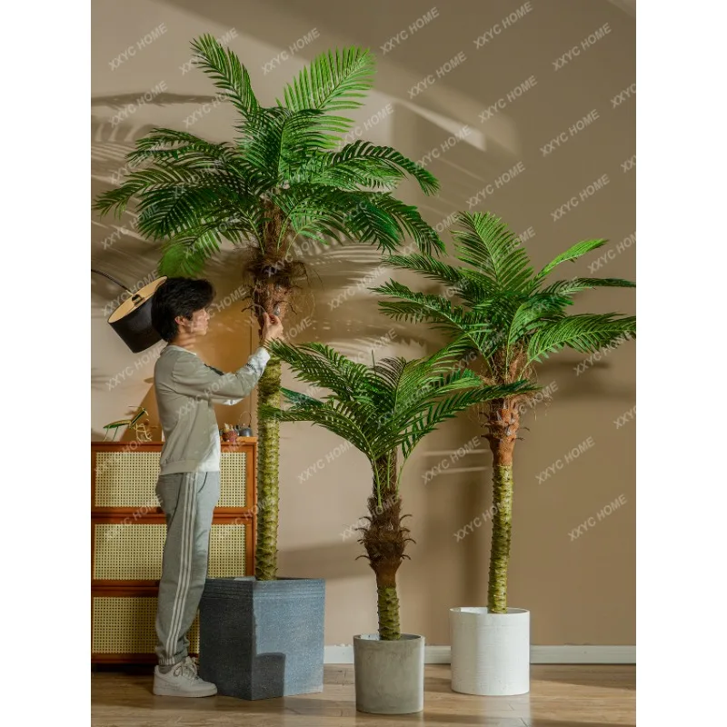 Large Artificial Acerola Palm Green Plant Fake Trees Plant Pot Indoor Window Landscape Floor Bionic Decoration Ornaments