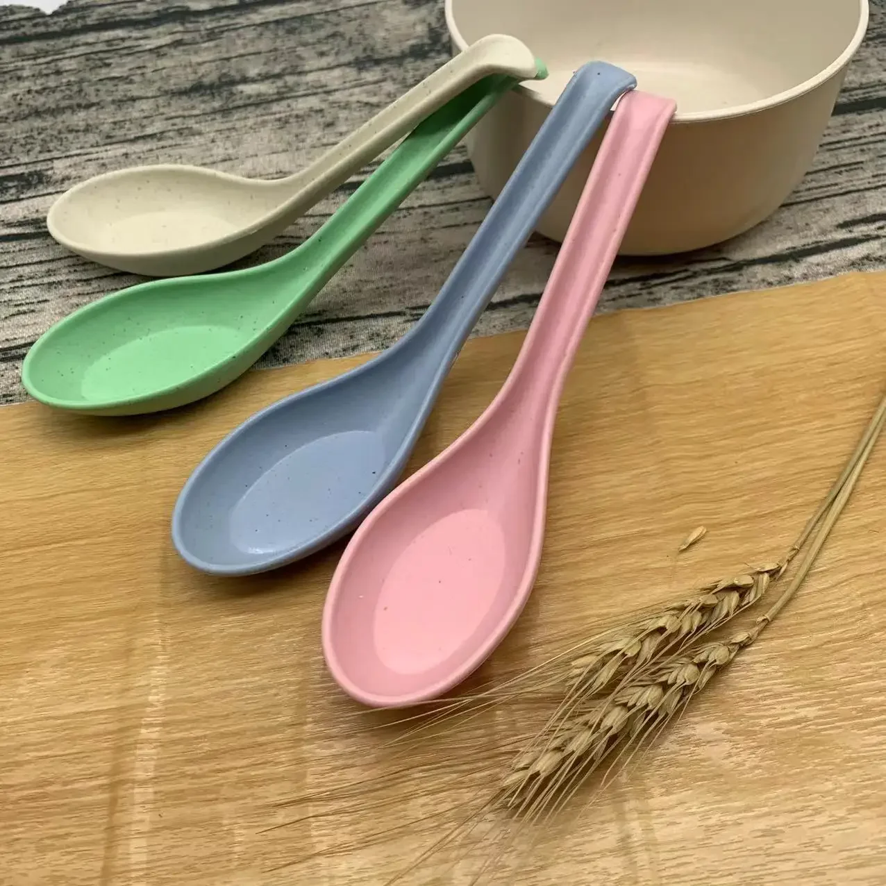 Wheat Straw Dinnerware Soup Spoons Japanese Rice Sauces Soup Spoon Creative Multi-color Tableware Hotel Restaurant Small Spoon