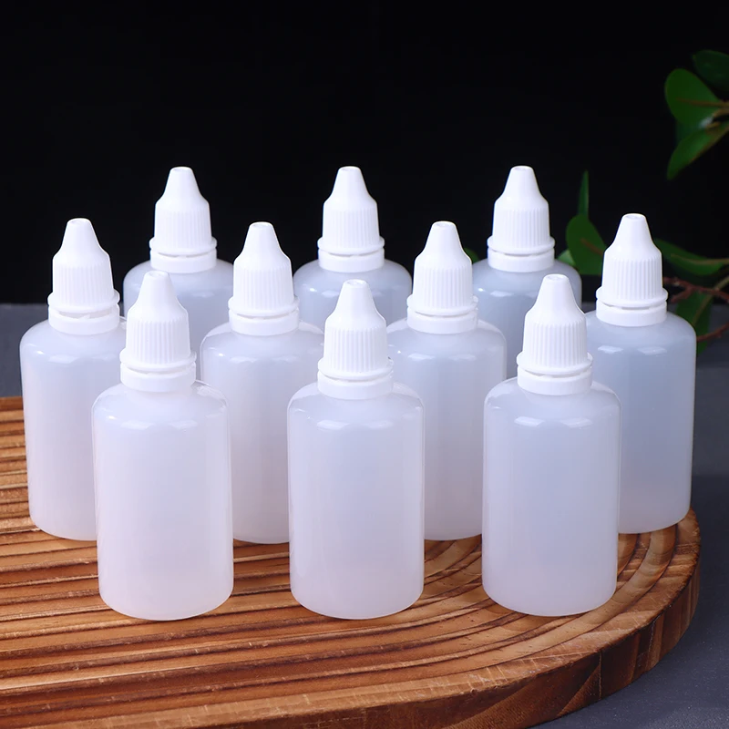 10Pcs/pack Semi-transparent Empty Plastic Dropper Bottle Paint Beauty Oil Squeezable Refillable Bottle 3/5/10/15/20/30/50ml