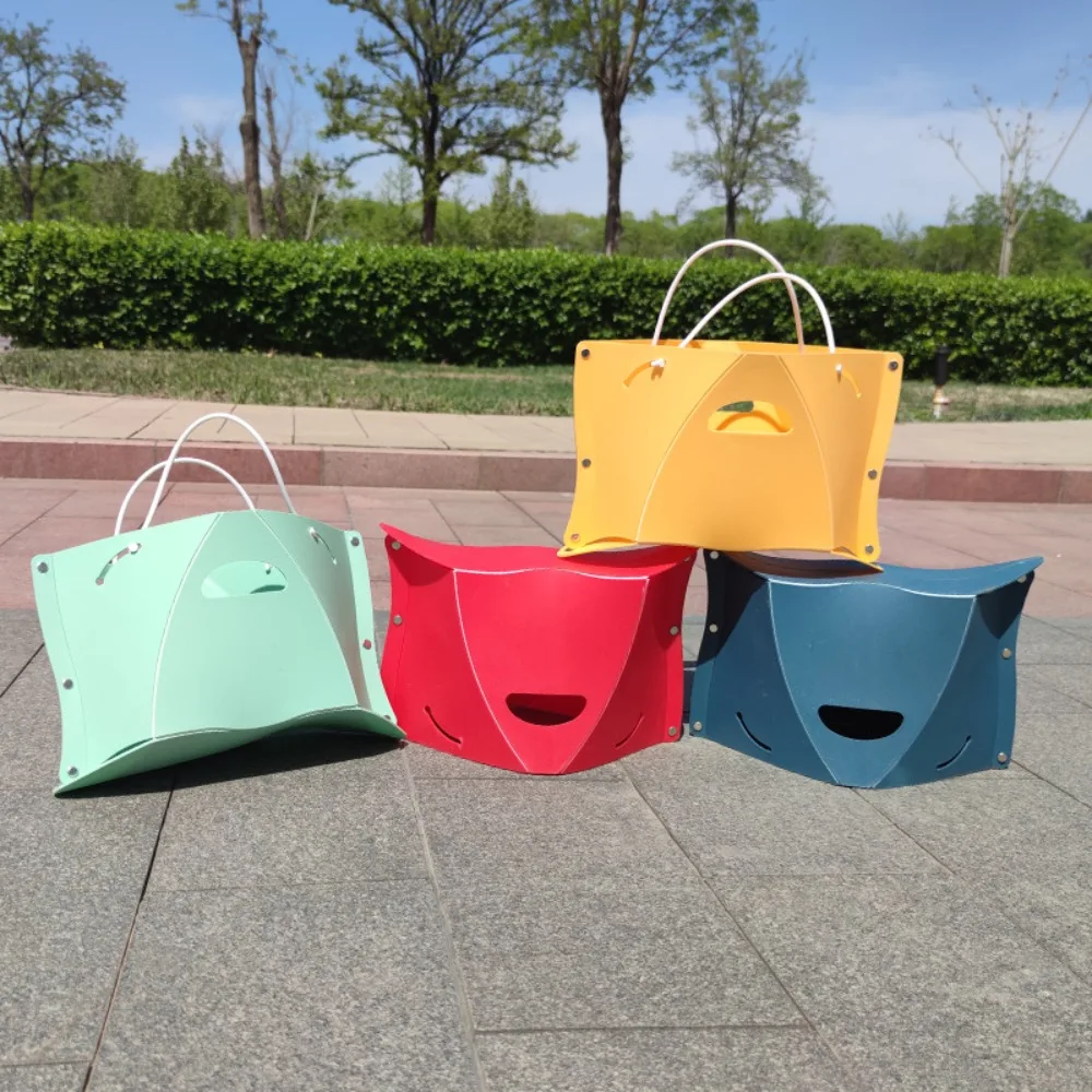 

Hand Basket Portable Folding Step Stool Large Capacity Fashion Card Shrink Stools Multifunction Chairs Outdoor Camping supplies