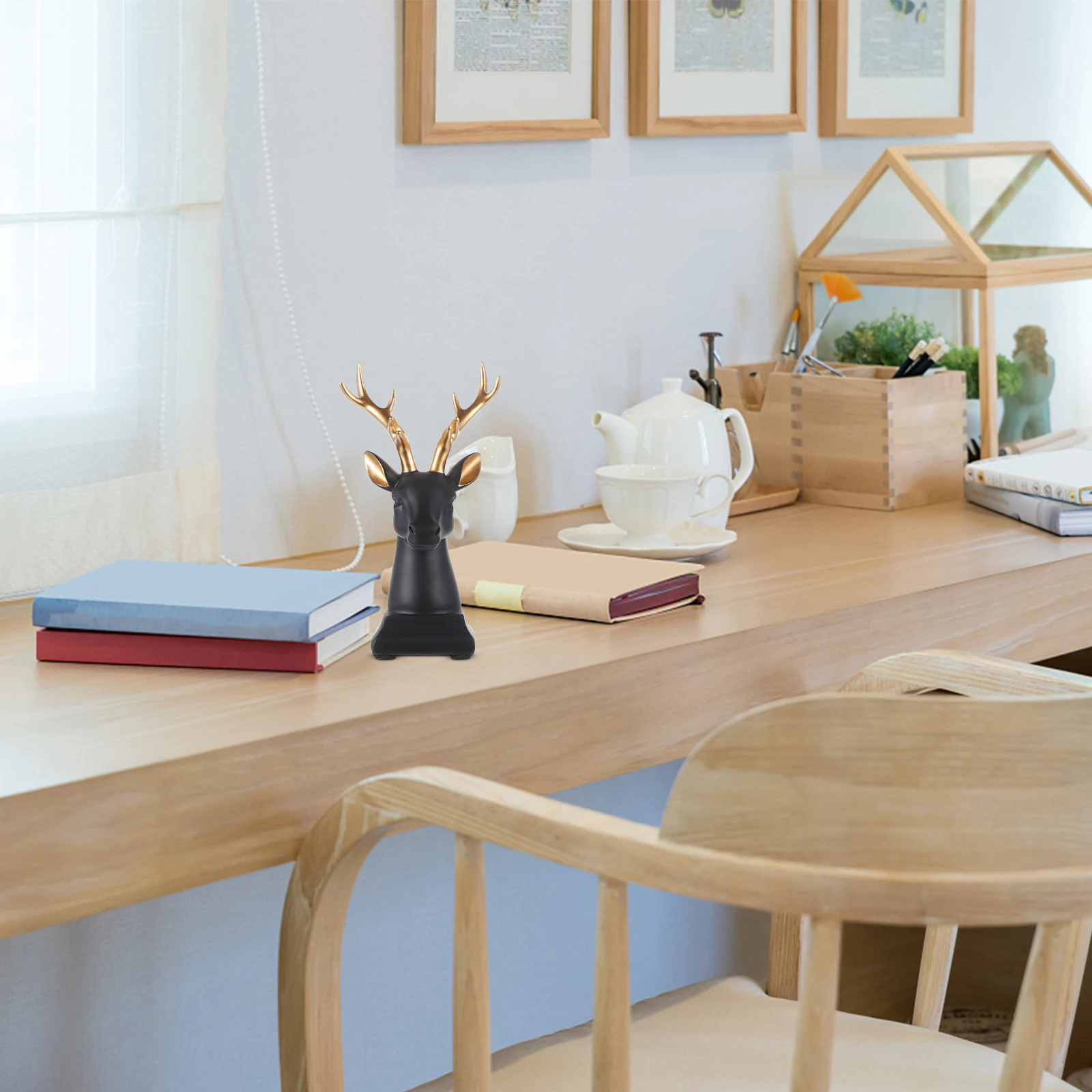 

Resin Deer Head Adornment Creative Compact Design Break Rust Resistance Household Collection Ornament Deer Head