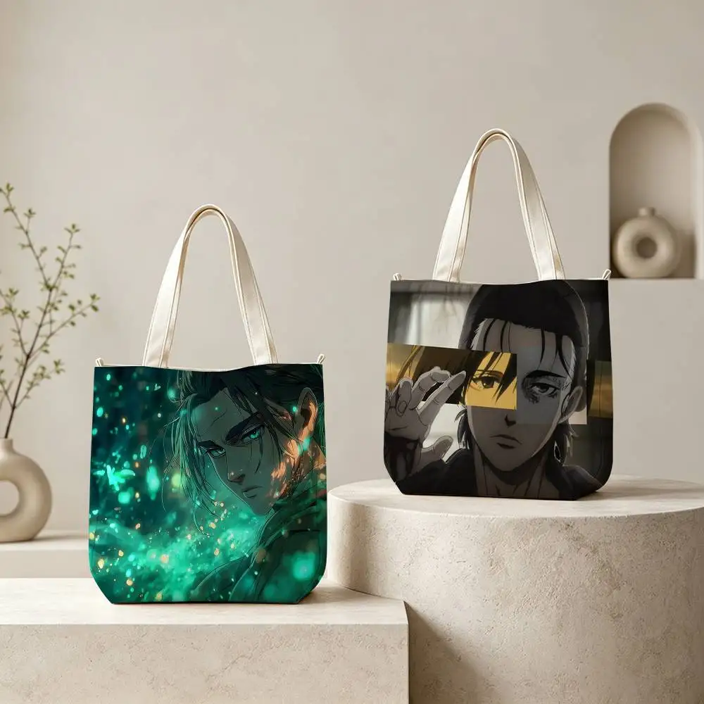 

A-Attack on Titan-n Tote Bag for Women Reusable Shopping Tote Bag Zippered Shoulder Bags Print