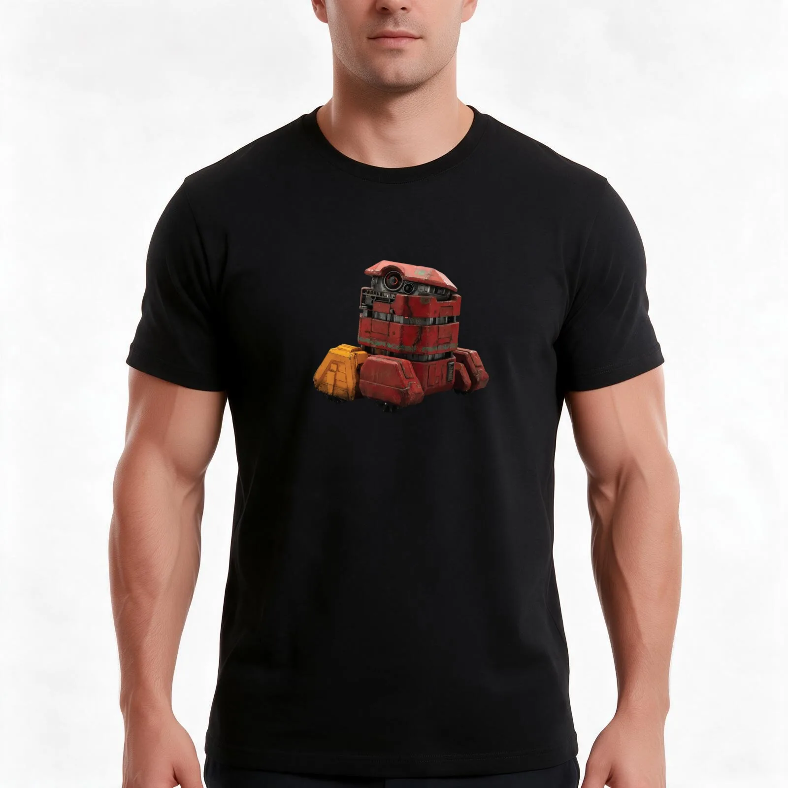 Andor Droid B2EMO T-Shirt, Summer Casual Cotton Tee, Oversized Streetwear Tops, Vintage Graphic Print, Loose Fit Short Sleeve