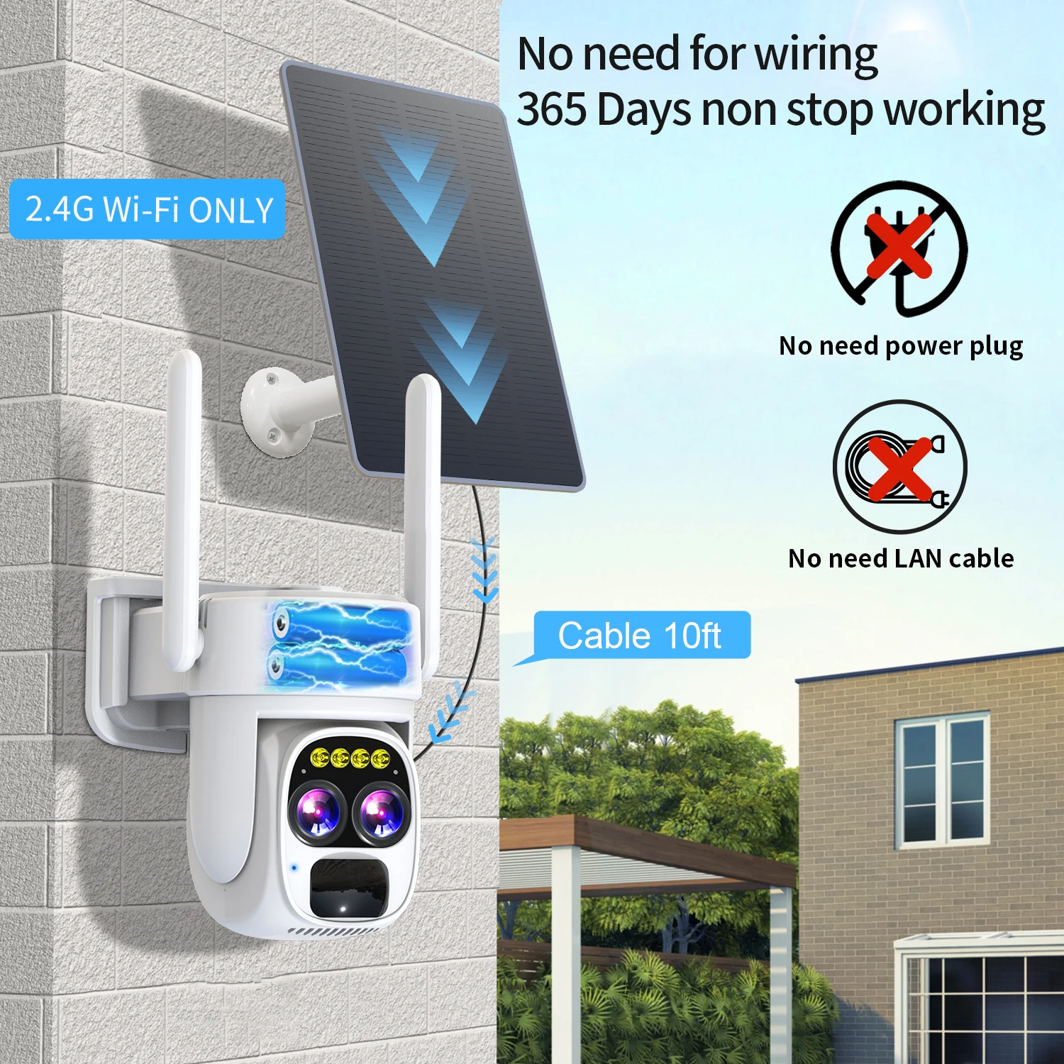 YERSIDA HMC1 Outdoor Surveillance Cameras 200W IP65 Weatherproof Zoom Single Screen 4G/WIFI Shaking Head Solar Security Camera