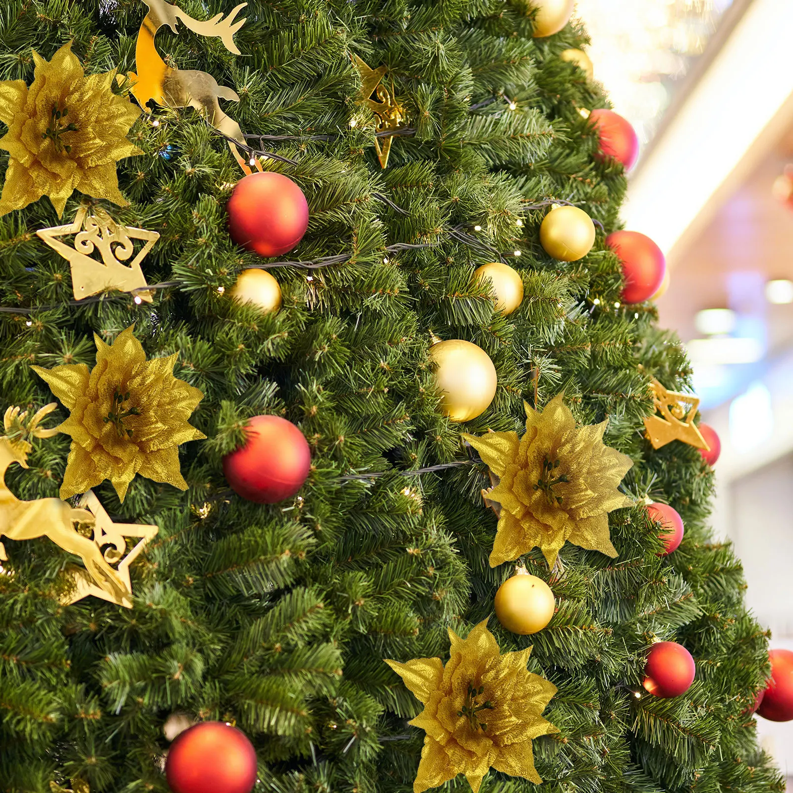 

7Pcs Christmas Artificial Flowers Glitter Pe Decor Flower Accessories for Garland Centerpiece Fireplace Decoration