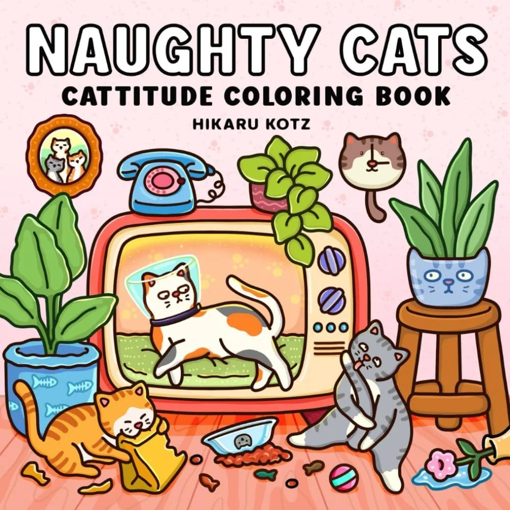 Adult Coloring Book Art Therapy Stress Relief Relaxation Christmas Gift Drawing Supplies Cute Cats for Men and Women