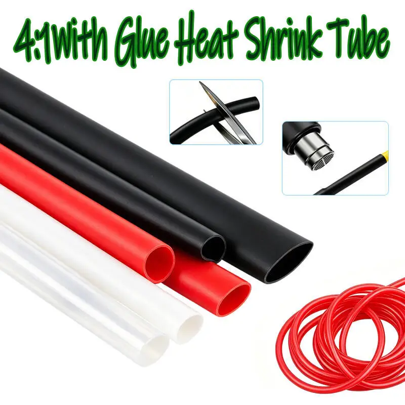 3/1M 4:1 Heat Shrink Tube Insulated Double-layer Black Heat Shrink Tube 4/6/8/12/16/20/24/32 mm
