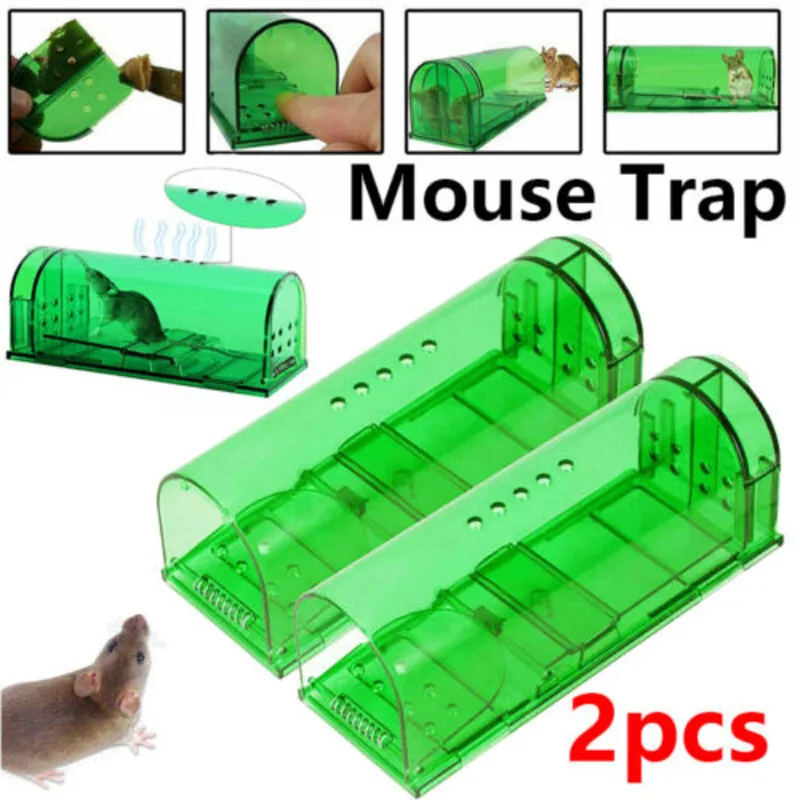 2PCS Mouse Trap Humane Live Catcher Rat Vermin Rodent Cage Pest No Kill Reusable