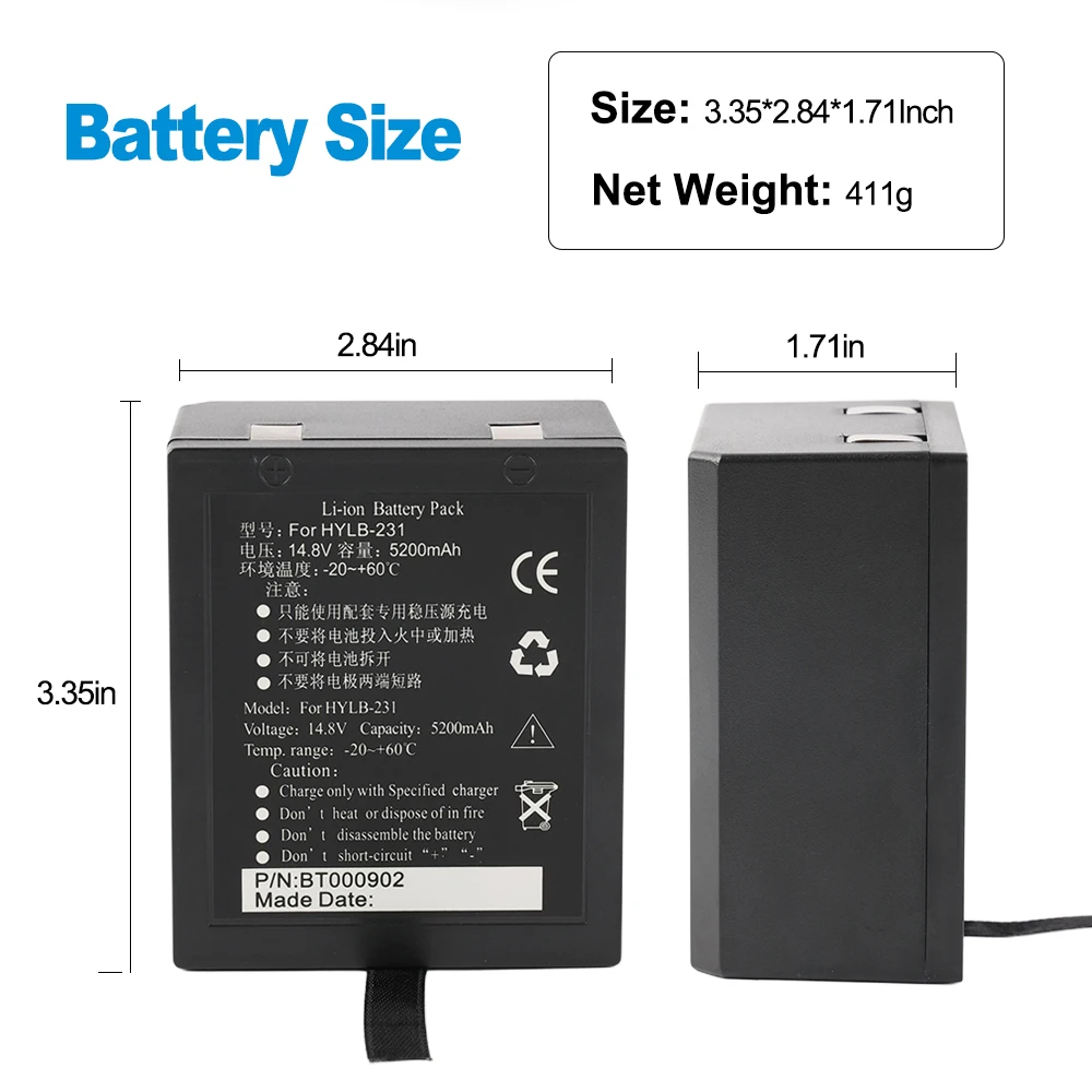 HYLB-231 Rechargeable Li-ion Battery For EDAN M8 iM9A Patient Monitor For SE-3 ECG Machine 14.8V 5200mAh/76.96Wh