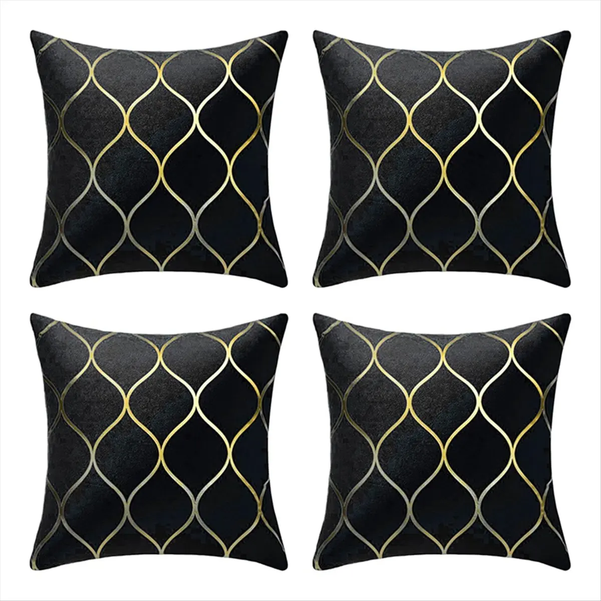 *ABKM 4Pack Gold Velvet Throw Pillow Covers 18x18 Inches Pillow Geometric Cushion Covers for Couch Sofa Home Bedroom Decor