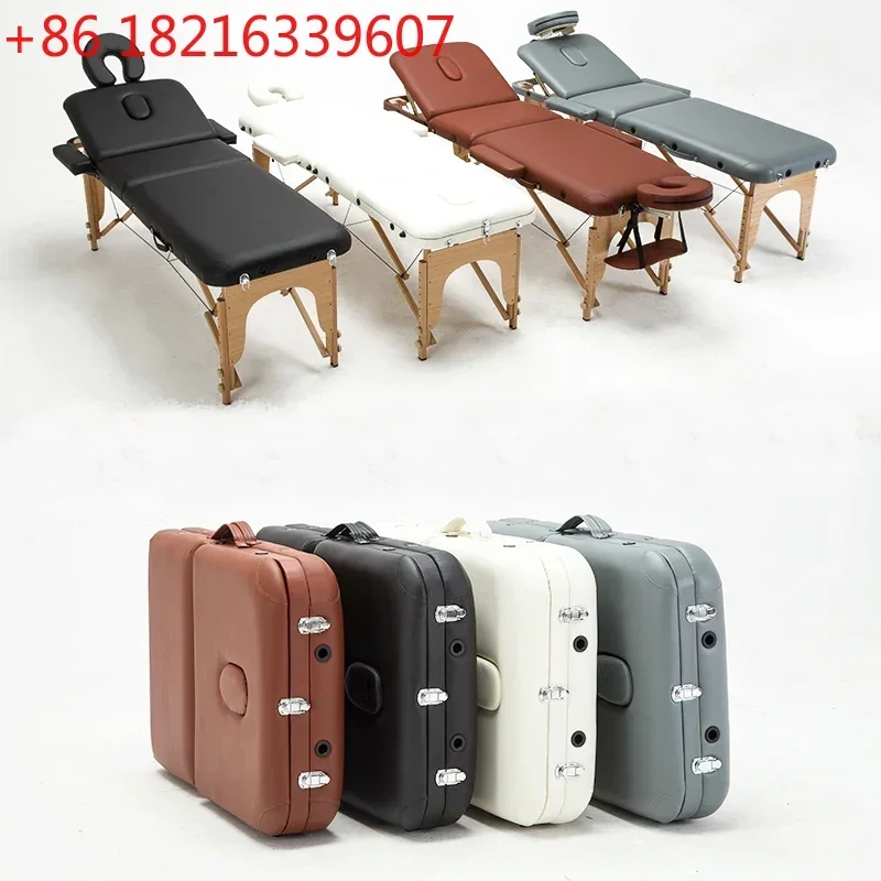 Furniture Leather Wooden Tattoo Spa Beauty Massage Bed Table With Patio Facial U Shaped Headrest Foldable Adjustable