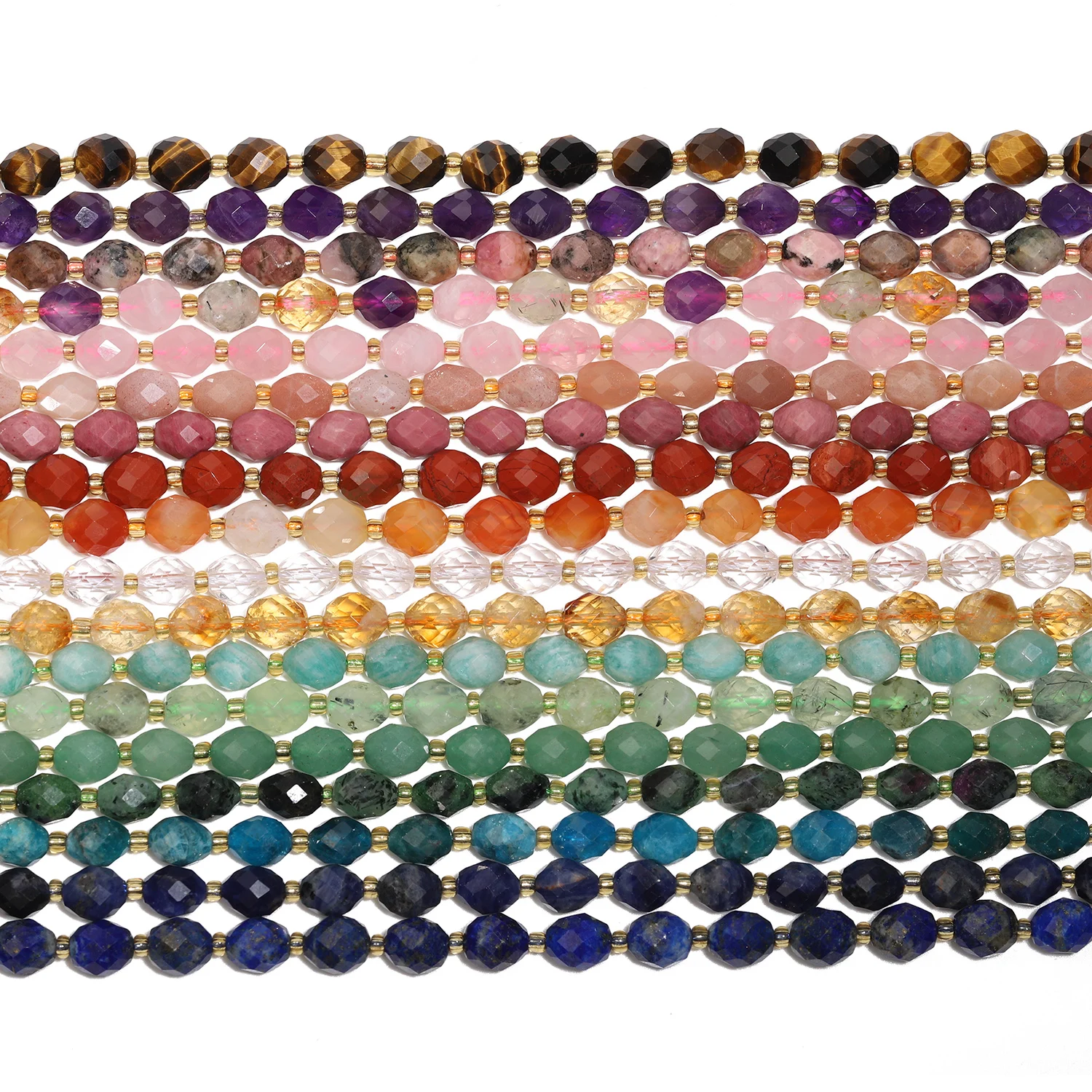 Natural Faceted Rhombus Stone Multicolor Crystal Agate Beads Charms Jewelry Making DIY Jewelry Bracelet Necklace Accessories