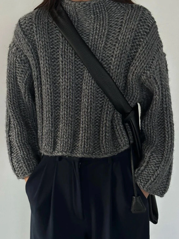 Suéter longo feminino macio e aconchegante com gola alta Or Sve outono inverno solto casual versátil malhas confortáveis lazer...