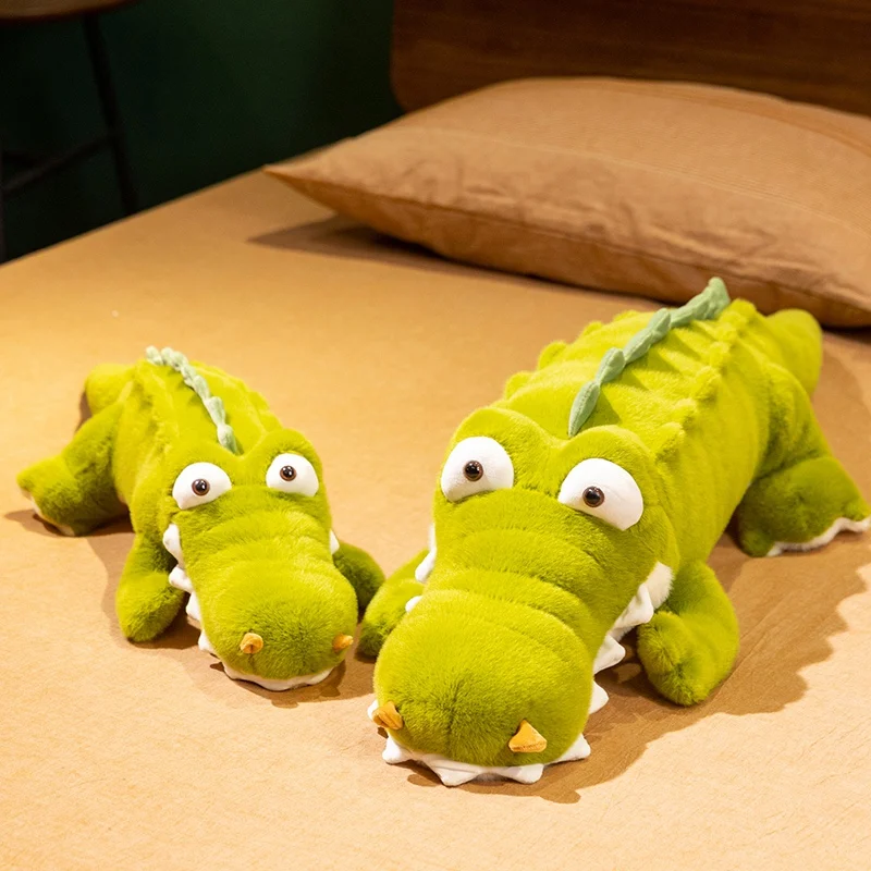 

74cm/105cm Super Soft Big Eyes Crocodile Stuffed Toy Green Pillow Full Doll Jungle Giant Alligator Kids Anime Birthday Gift