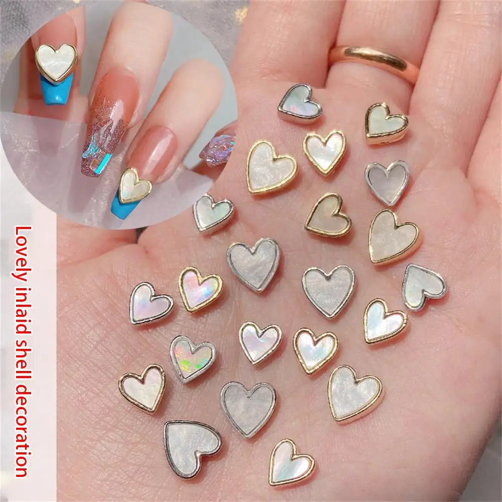 Heart Shaped Gold/Silver Flatback Nail Charms Alloy Multi-Colors Heart Nail Rhinestones For Manicure Nail Accessories