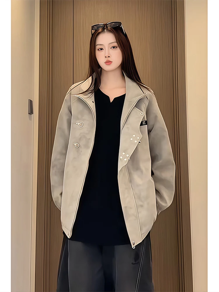 

Новый китайский кожаный жилет в коричневом стиле, мужской модный осенний винтажный бейсбольный жилет свободного покроя, молодежный).