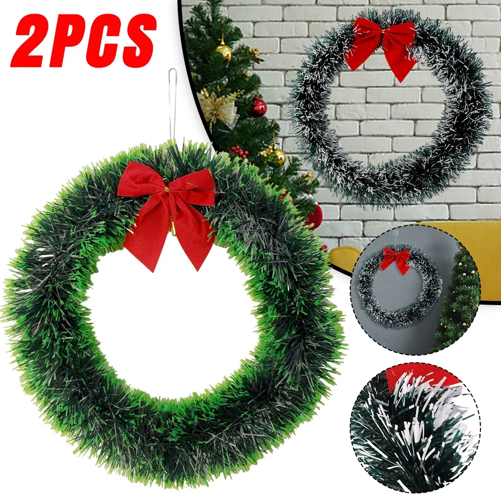 2/1Pcs Christmas Wreath Xmas Tree DIY Garlands Vine Rattans Door Wall Hanging Ornaments Xmas New Year Party Decorations Crafts