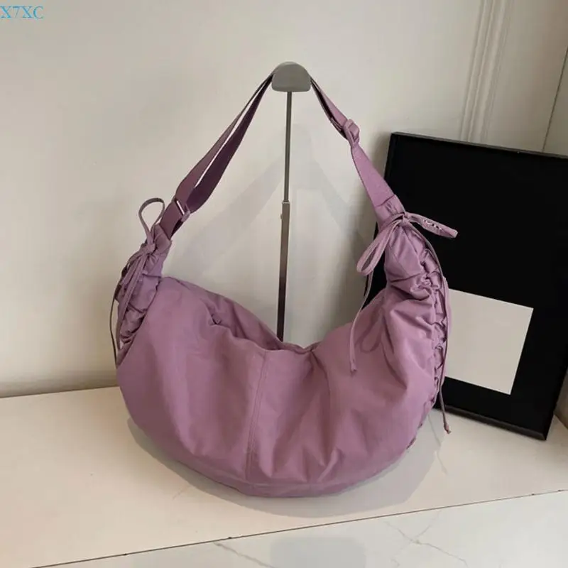 X7XC Trendy Crossbody Bag for Both Women and Men Shoulder Bags Nylon Construction with Eye Catching Pleats for Daily Outings