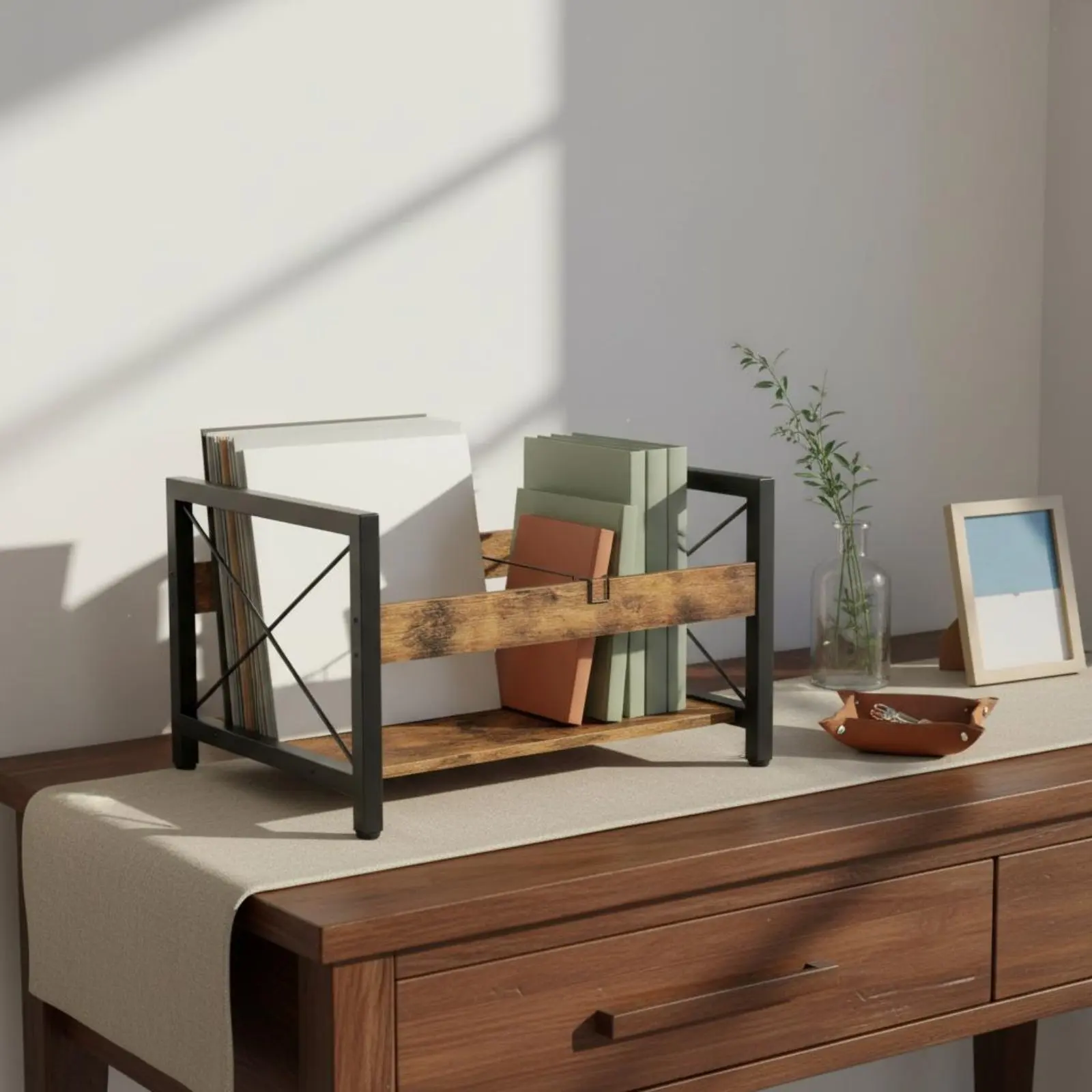 

Vinyl LP Storage Rack Multifunction Desktop LP Holder Utilitarian Periodical Rack Sturdy Construction for Music Lovers