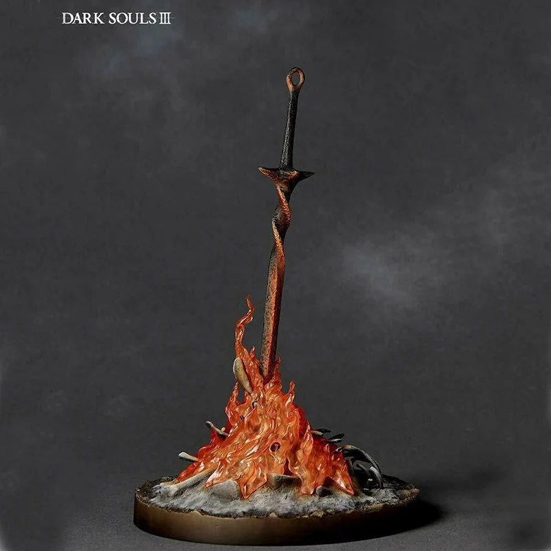 Dark Souls 3 Bonfire PVC Figure Fire Glowing Sword LED ILLUMINATION with Light Statue 1/6 Scale Collectible Model Toys