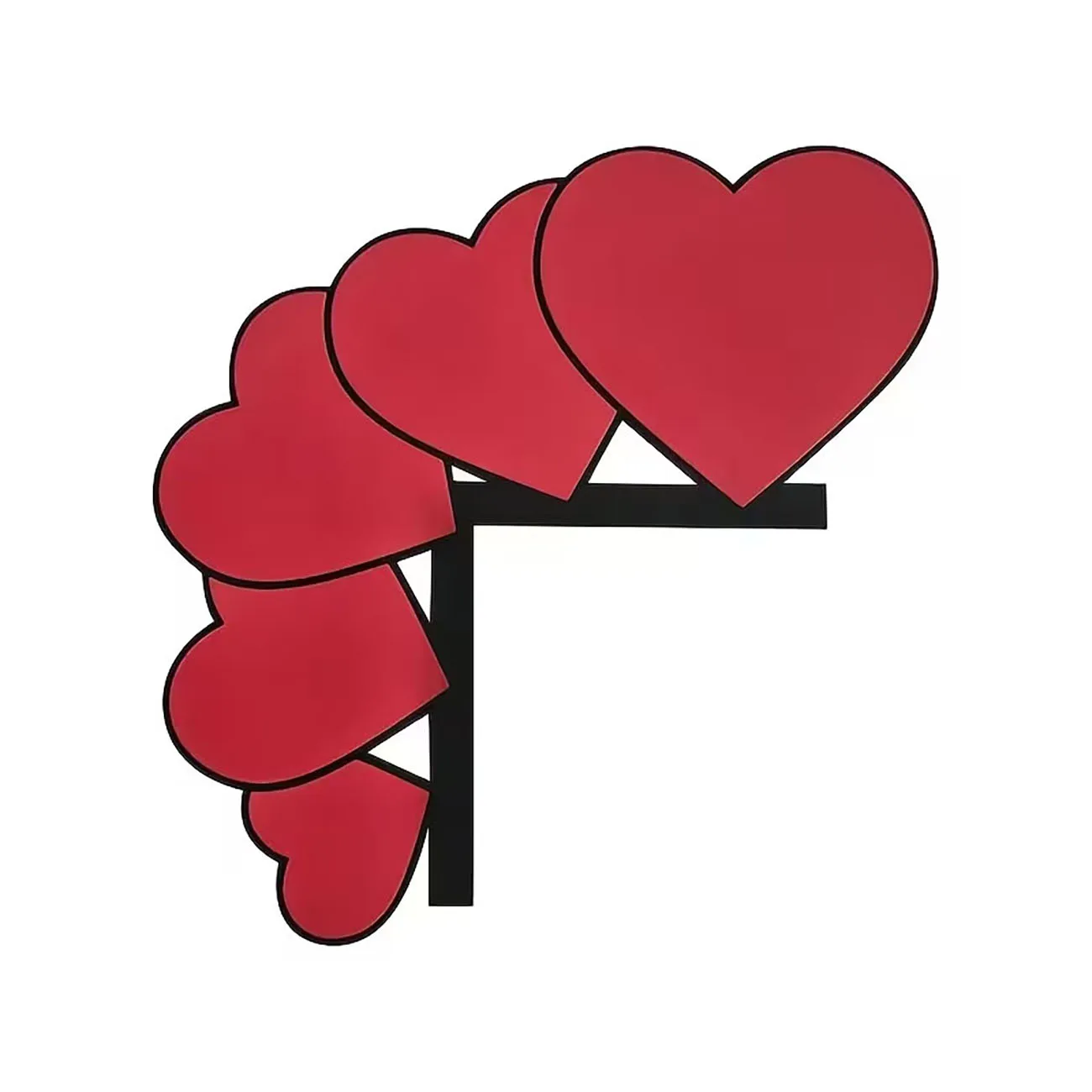 2Pcs Wooden Valentines Day Door Corner Decor Solid Red Heart Ornament Romantic Door Frame Home Wedding Party Decoration