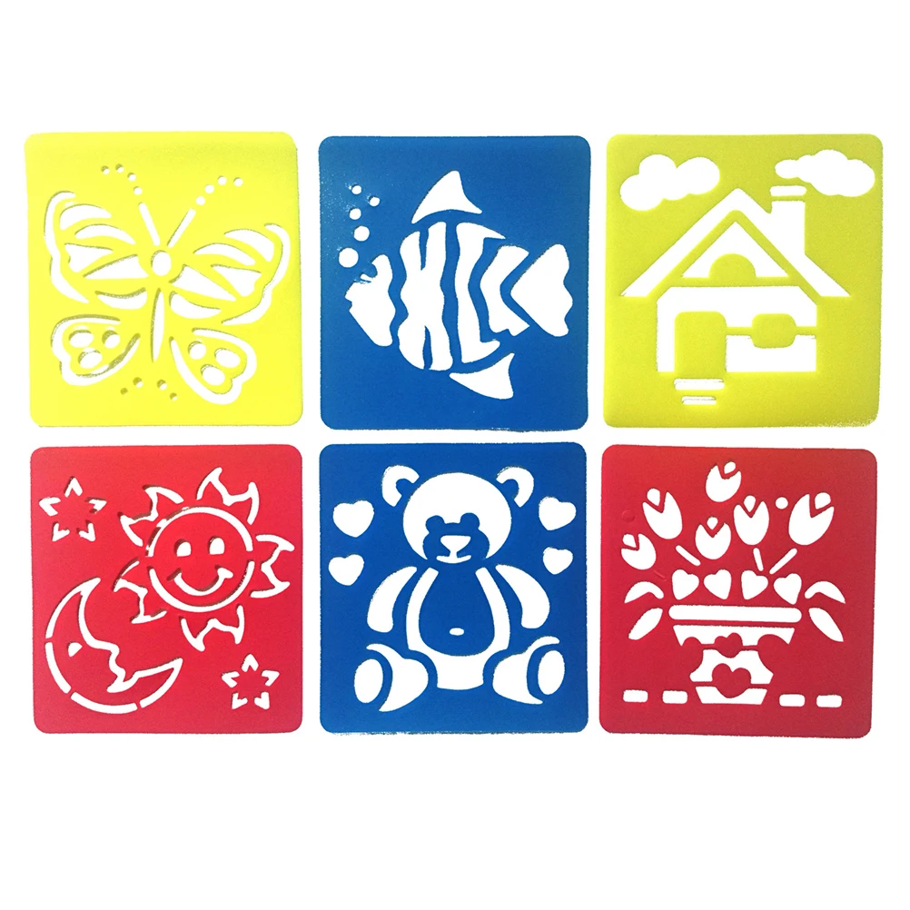 

6pcs Plastic Kids Painting Templates Stencil Set For Drawing Crafts Washable Art School Projects 5.9X5.5Inch Children 3 Years+