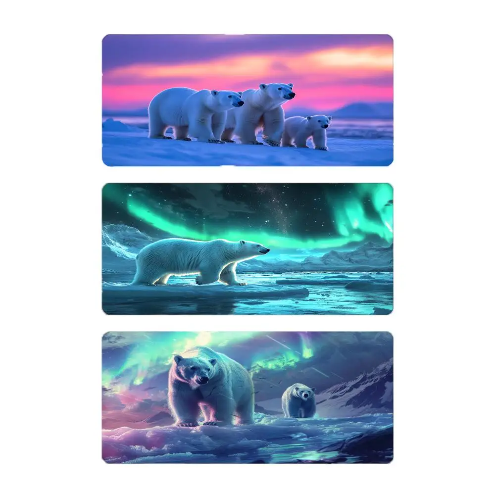 Polar Bear with Northern Lights Mouse Pad Mousepad Large Gaming LockEdge Thickened PC Table Desk Mat