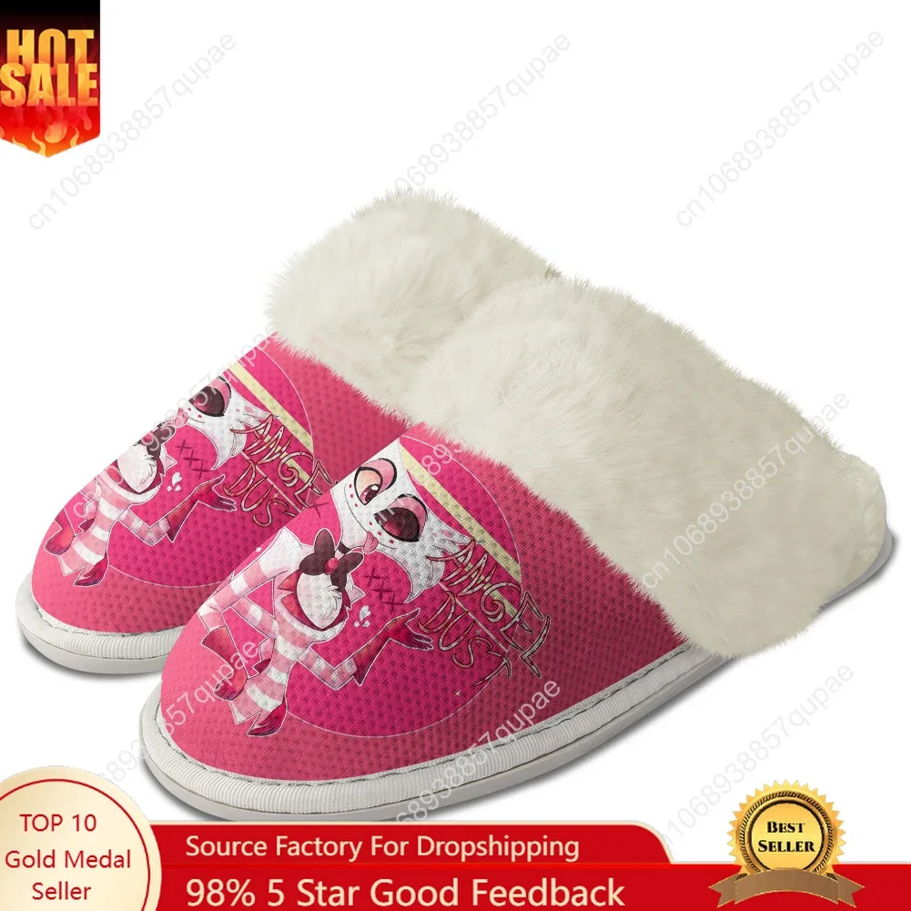 

H-Hazbin Hotel Plush Slippers Anime Mens Womens Teenager Cotton Shoes Home Bedroom Keep Warm Slipper Thermal Lightweight Custom