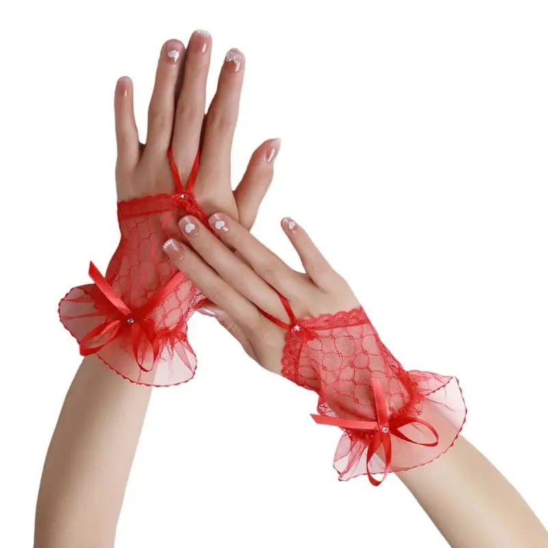 Elegante zarte Spitzenmanschetten mit Bowknot -Design für Frauen perfekt für Partys und Cosplay -Event Y166