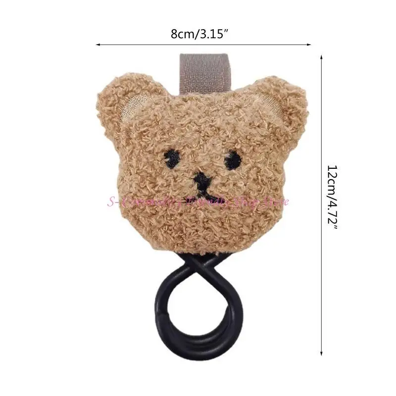 85AE Cartoon Plush Bear for Doll Baby Stroller Hook Multifunctional Mommy Bag Hanger Wheelchair Car Clip for Diaper Purse