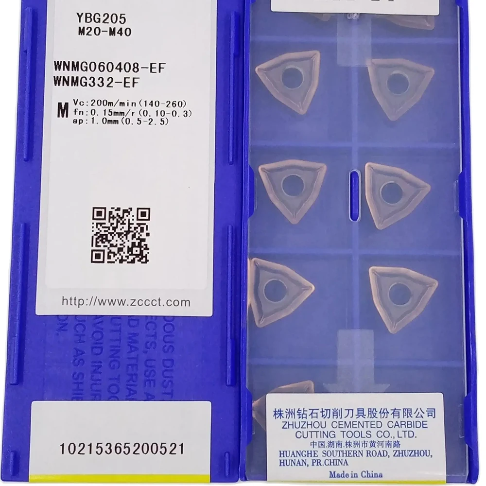 

ZCC WNMG060408-EF YBG205 YBG202 Original carbide inserts Machining: stainless steel and steel WNMG 060408 EF 10pcs/box