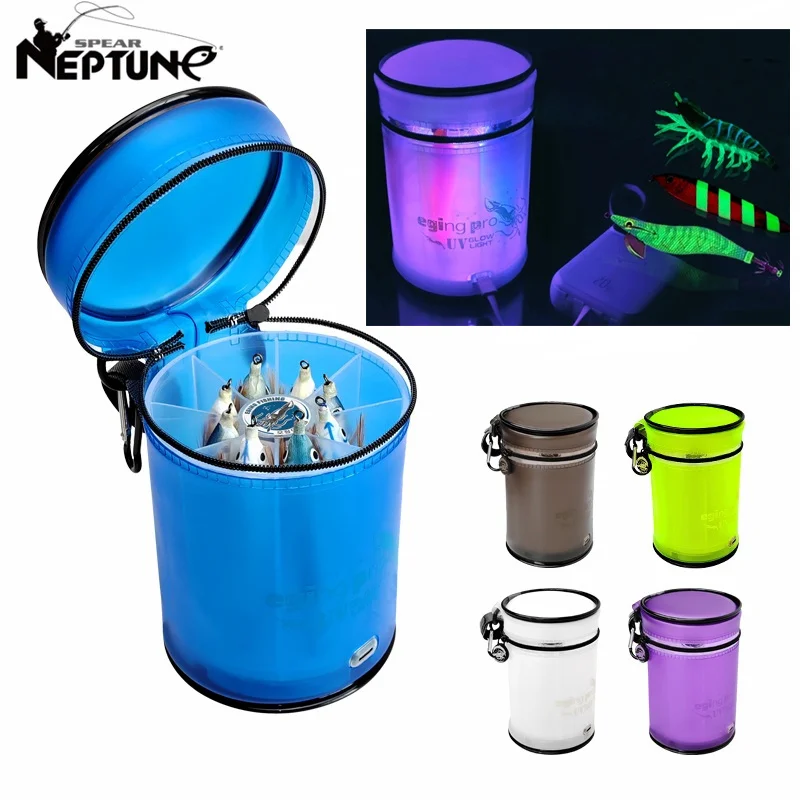 New Fishing Bags Lure UV Glow Light Fill Light Tool Squid Jig Egi Tackle Box Hard Bait Metal Jig Storage Case Sea Equipment