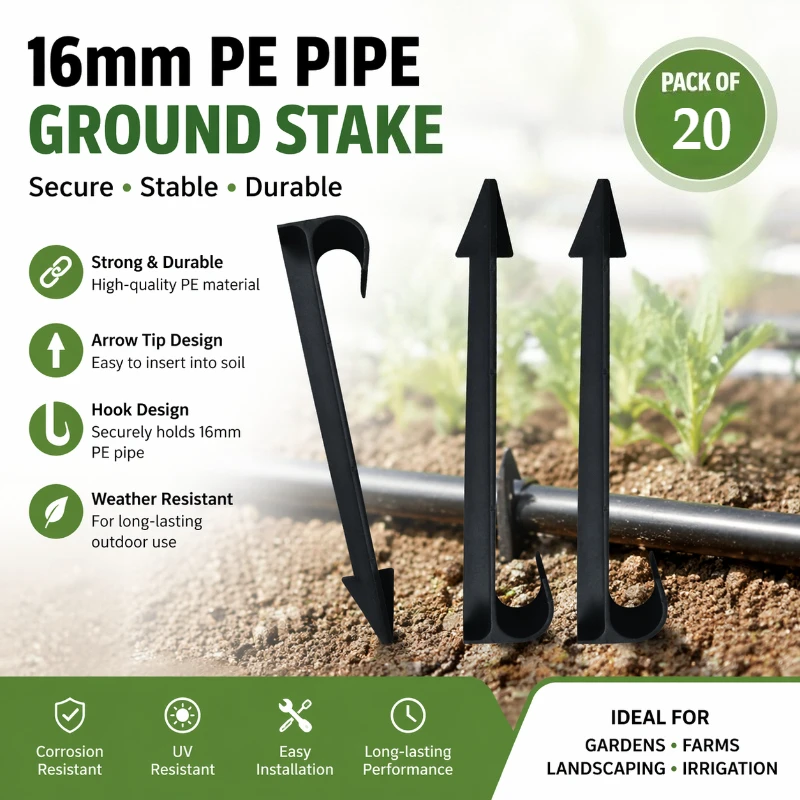 16mm PE Pipe Ground Stake Fixing Rod  20Pcs Anchor Holder for Garden Irrigation, Prevents Hose Dragging & Displacement