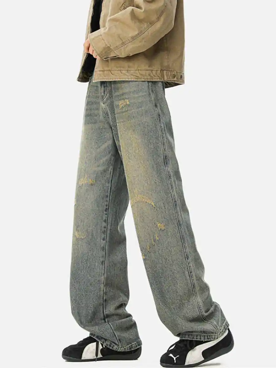المرأة خمر الأزرق Y2k صديقها ممزق الجينز Harajuku فضفاض الدنيم بنطلون اليابانية 2000s نمط كبير الحجم جان السراويل الطويلة الملابس