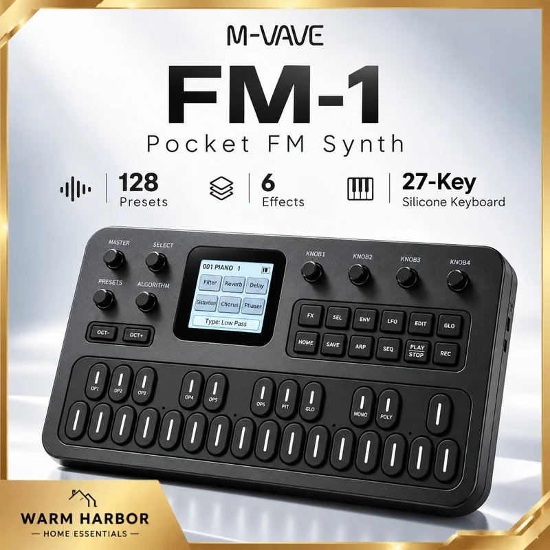 M-Vave Fm1 Mini Portable Fm Synthesizer Silicone Keyboard Pocket Synth Modulation Sequencer Outdoor Songwriting Effect Unit Gear