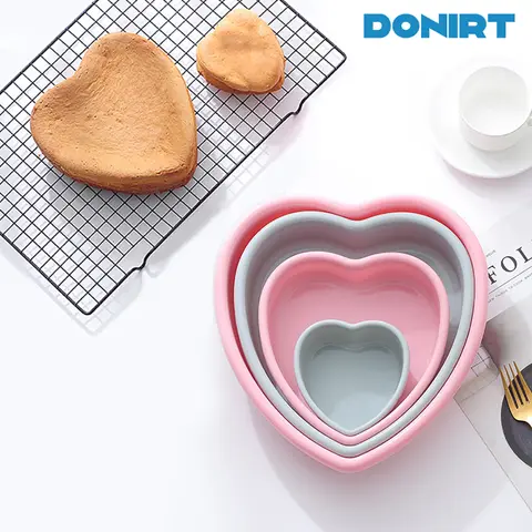 4 7 9 10 inches Heart Shape Muffins Cake Mold Non-stick Silicone Baking Pans Cupcake Molds for Wedding Birthday Christmas Party