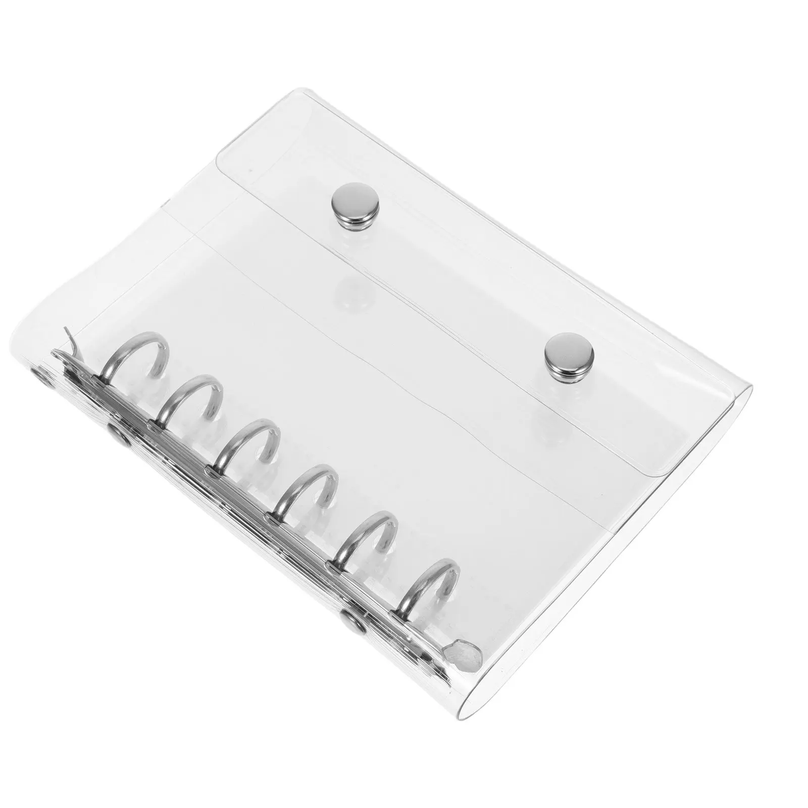 

PVC Soft Binder Cover A7 Transparent 6 Ring Loose Leaf Binder Snap Closure Clear Notebook Cover for Refillable Journal Planner