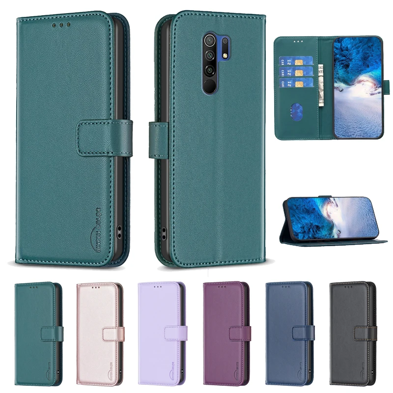 Funda de cuero tipo cartera para Redmi 9 Activ, funda con tapa para Xiaomi Redmi 9AT 9C NFC Note 9S 9A Note9 Pro Max, funda protectora