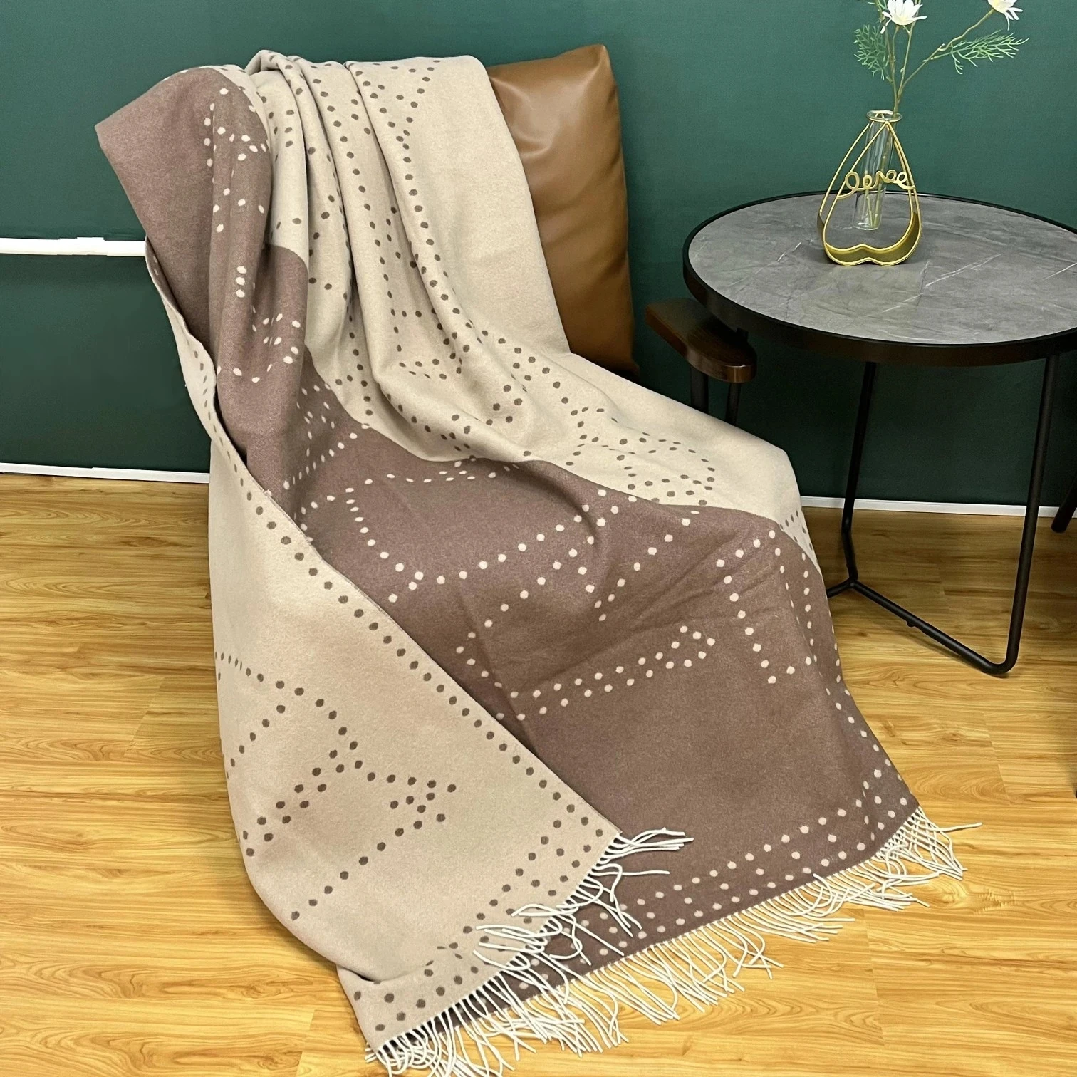 New 100% Wool Horse Blanket 1500g Large size 160x210cm double-sided Jacquard Home Decorative Blanket Tassels Wool Blanket