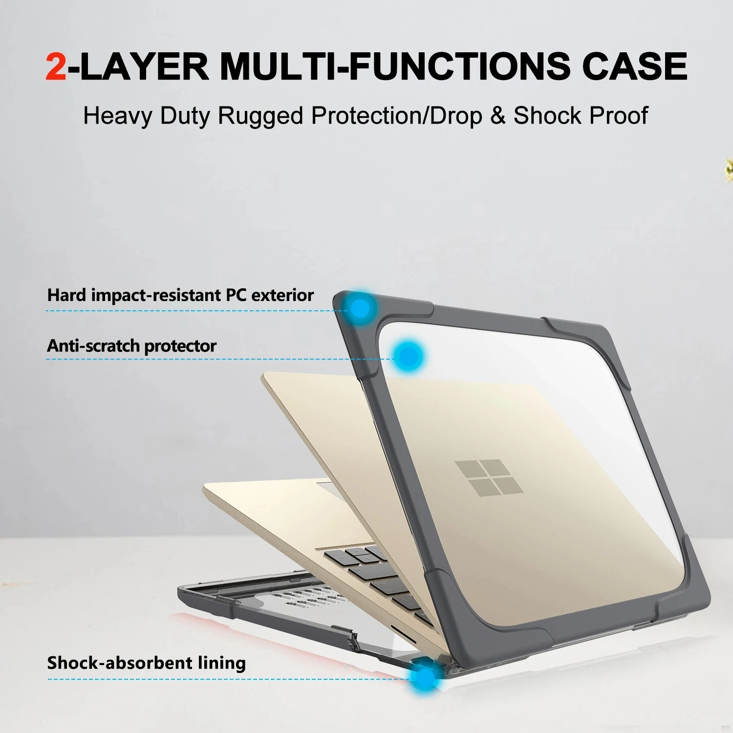 Imagem -05 - Tpu Silicone Case para Microsoft Surface Laptop 13.5 15 Polegada Suporte Capa Laptop go 12.4 Case Dissipação por Calor Bracket Shell