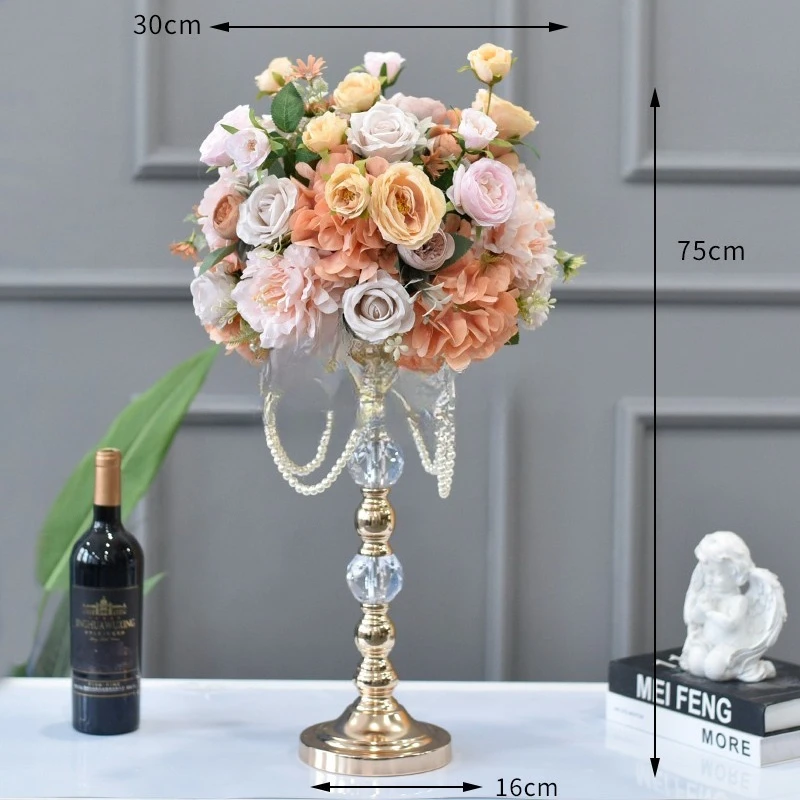 

Crystal flower stand wedding supplies gold metal table ornament