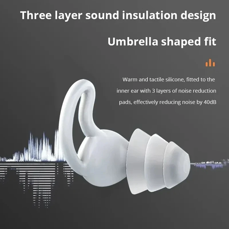 Soundproof Earplugs Three Layer Silicone Earplugs Waterproof Swimming Ear Plugs Sleep Noise Reduction Comfortable Easy Install D