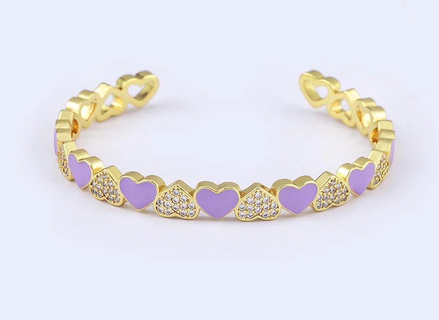 Nidin Trendy 5 Farben Geöffnete Armbänder für Frauen Gold Überzogene Herz Romantische Liebe Schmuck Zubehör Emaille Verstellbare Armband Geschenk – Detail 12